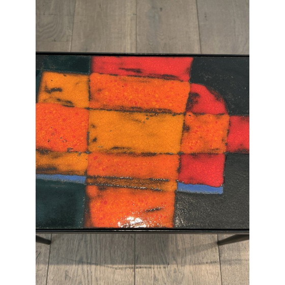 Image 1 of Vintage tafel van gelakt metaal en keramiek, Frankrijk 1950