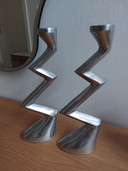 Vintage Zigzag Kaarshouder Matthew Hilton Ruimtetijdperk Aluminium