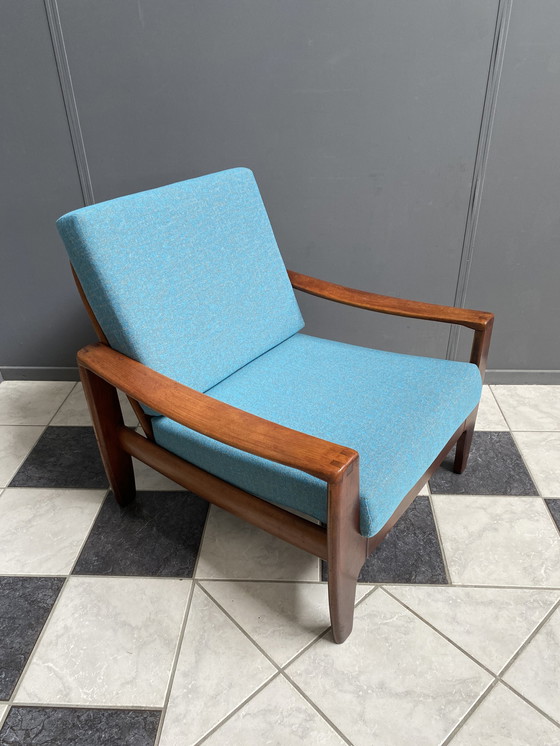 Image 1 of Scandinavische fauteuil 1960 blauwe stof