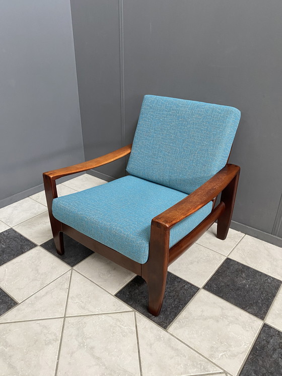 Image 1 of Scandinavische fauteuil 1960 blauwe stof