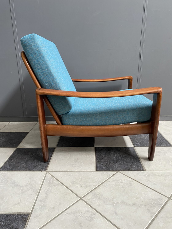 Image 1 of Scandinavische fauteuil 1960 blauwe stof