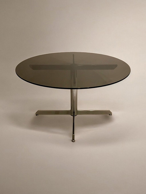 Florence Knoll - Eettafel met Gerookt Glazen Top - C. 1970 - Roche Bobois - Frankrijk -