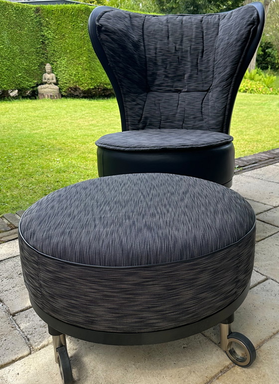 Image 1 of Giorgetti fauteuil + voetensteun