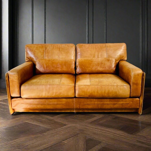 Baxter Arcon Italiaans Design Buffel Leren Sofa Marco Milisich 1980