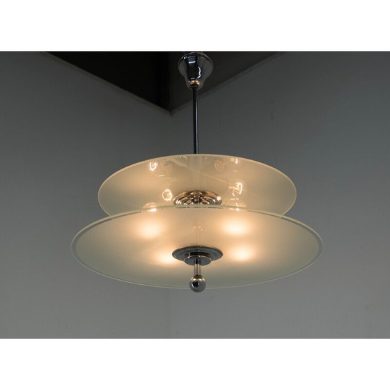 Image 1 of Vintage kroonluchter in aluminium en chroom, jaren 1930