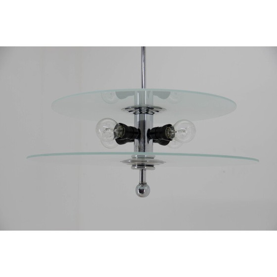 Image 1 of Vintage kroonluchter in aluminium en chroom, jaren 1930