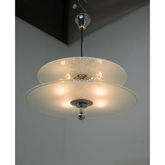 Image 1 of Vintage kroonluchter in aluminium en chroom, jaren 1930