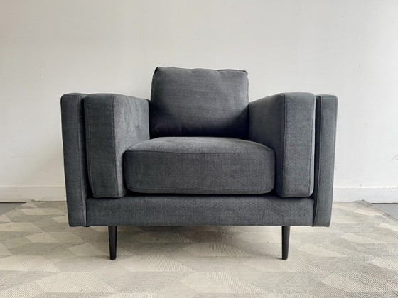 Image 1 of Eigentijdse donkergrijze Sandringham fauteuil