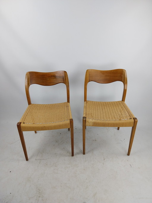 2 x niels otto muller eetkamerstoelen model 71. 1960's  