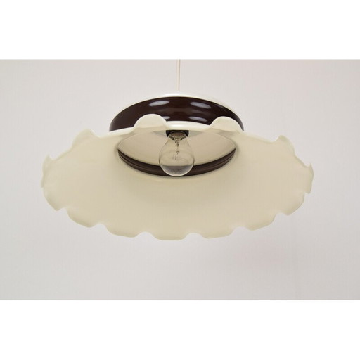 Vintage hanglamp van messing en kunststof, Tsjecho-Slowakije 1970