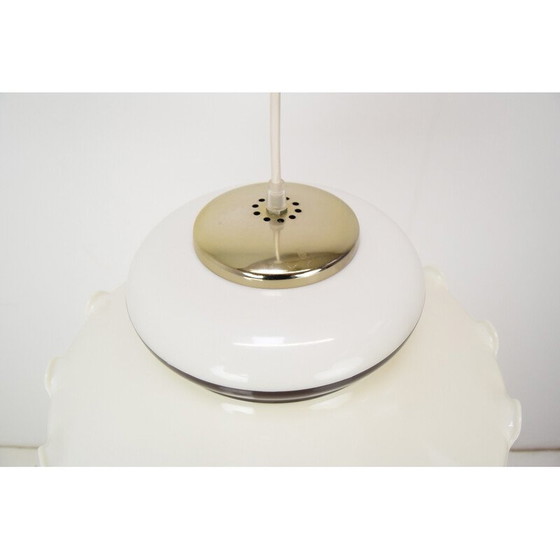Image 1 of Vintage hanglamp van messing en kunststof, Tsjecho-Slowakije 1970