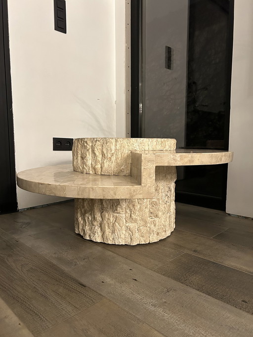 Vintage Travertine Magnussen Ponte Stijl Salontafel