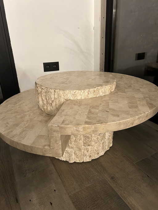 Vintage Travertine Magnussen Ponte Stijl Salontafel