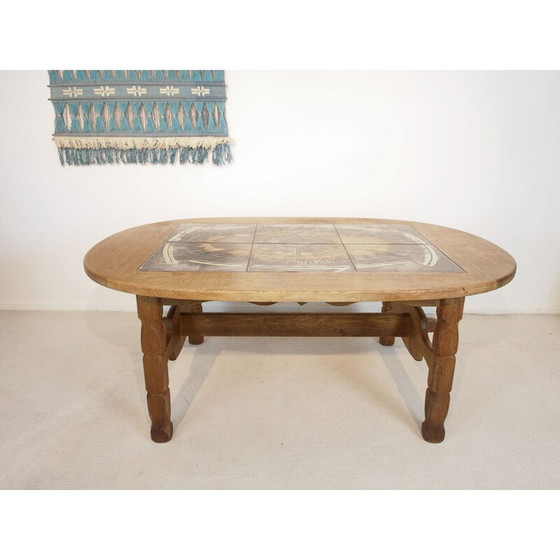 Image 1 of Vintage salontafel met Poul H. Poulsen keramische tegels Gangso Scandinavische brutalen 1999