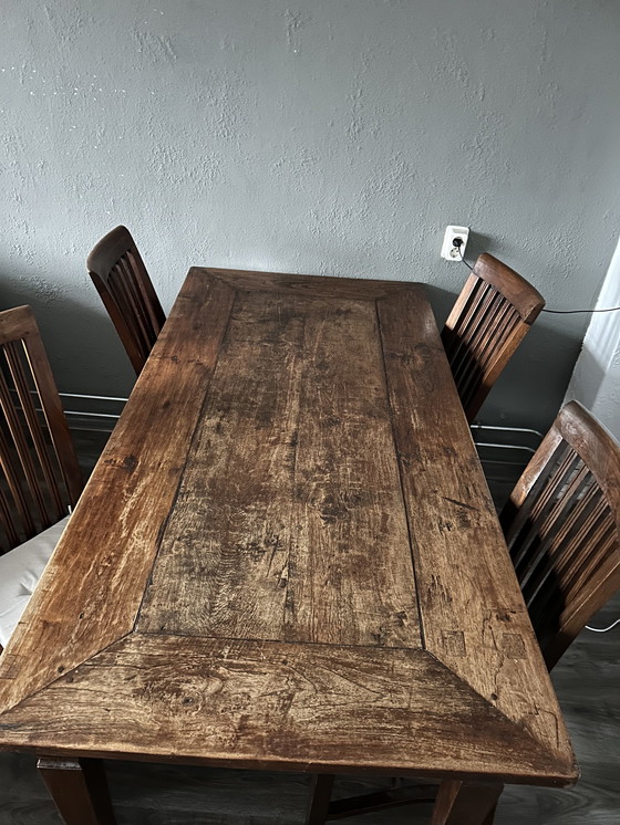 Image 1 of Vintage Teak Hardhout Eettafel Set