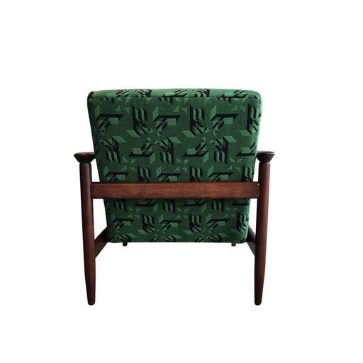 Paar mid century fauteuils in groen jacquard van Edmund Homa, jaren 1960