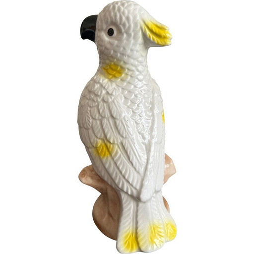 Vintage geëmailleerde keramische papegaai, 1970