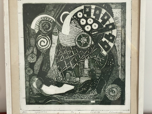 Joop Steenbergen- Ets/ Aquatint “Compositie” 1979 - 1/10