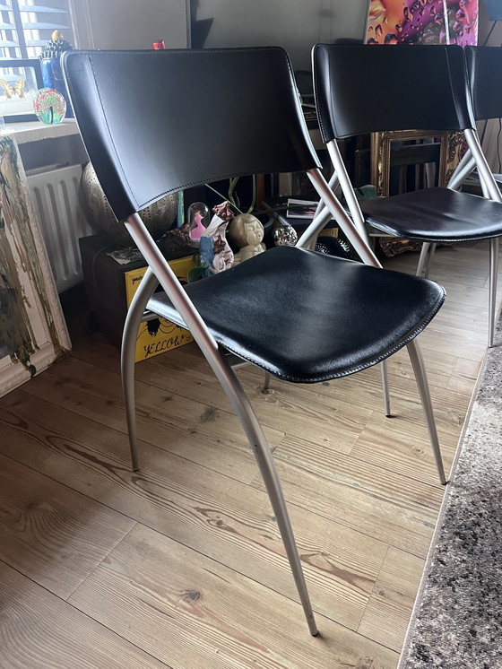 Image 1 of 4X Calligaris Leren Stoelen 