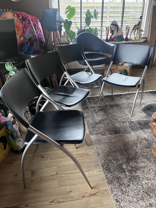 4X Calligaris Leren Stoelen 