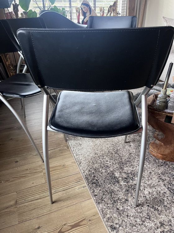 Image 1 of 4X Calligaris Leren Stoelen 