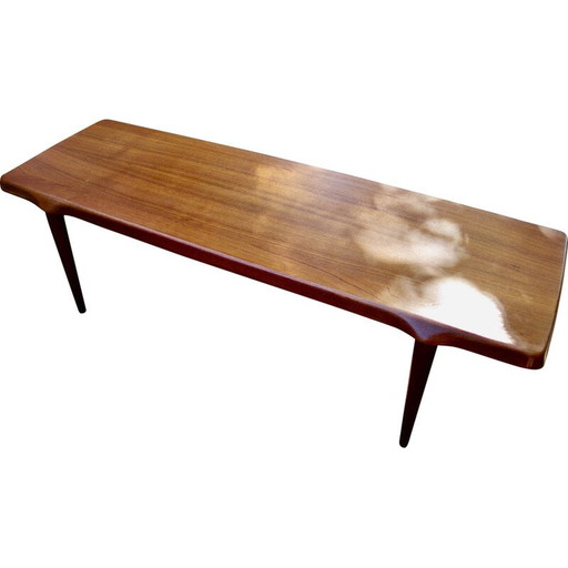 Vintage rechthoekige massief teakhouten salontafel van John Boné, Denemarken 1960