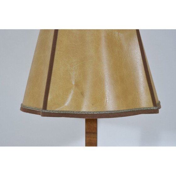 Image 1 of Vintage art deco lamp van kostbaar hout en messing, 1920