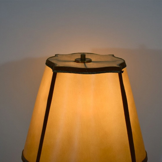 Image 1 of Vintage art deco lamp van kostbaar hout en messing, 1920