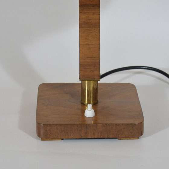 Image 1 of Vintage art deco lamp van kostbaar hout en messing, 1920