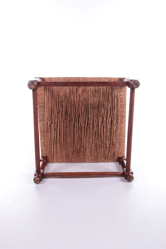 Image 1 of Vintage Brutalistisch krukje of voetenbankje van jute touw, jaren 60