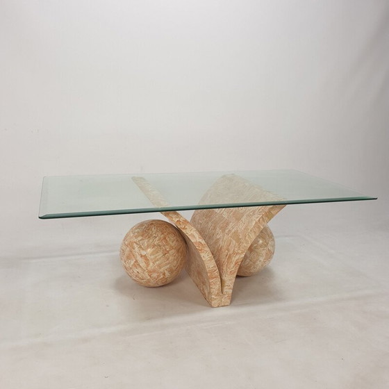 Image 1 of Vintage stenen en glazen salontafel van Magnussen Ponte, 1980