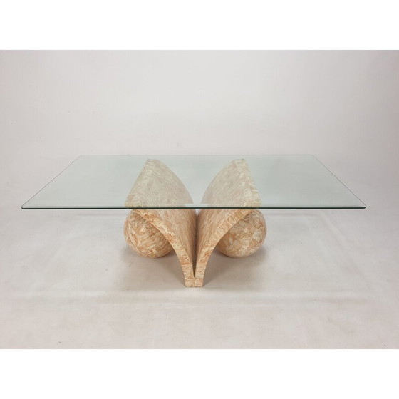 Image 1 of Vintage stenen en glazen salontafel van Magnussen Ponte, 1980