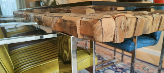 Image 1 of Eetkamer Set Barracuda Xl 240Cm Massief Hout En Glas