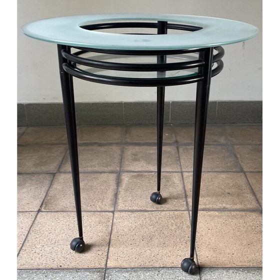 Image 1 of Vintage pedestal tafel op wielen door Pascal Mourgue voor Artelano