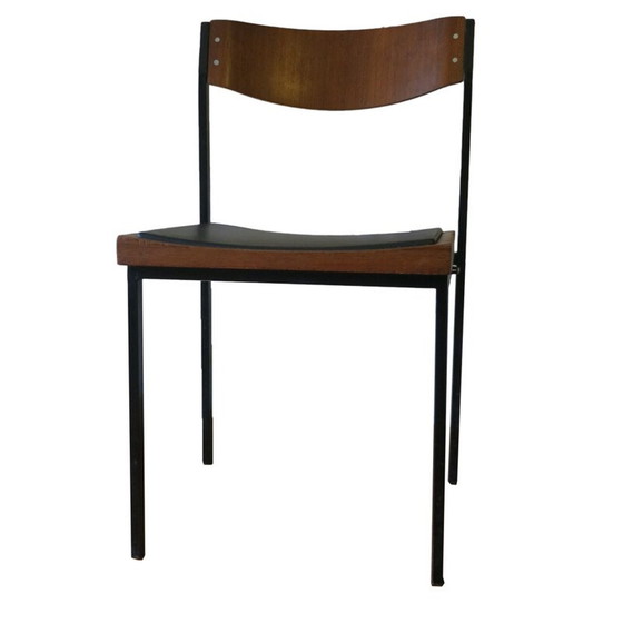 Image 1 of Set van 2 vintage stoelen van teakhout en metaal, jaren 1960