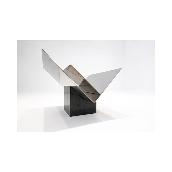 Image 1 of Mid-century tijdschriftenrek in marmer en staal van Sergio Asti, Italië 1960