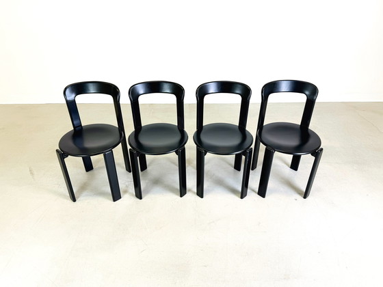 Image 1 of Set van 4 vintage stoelen Bruno Rey Kusch & Co jaren 1970 ontwerp Nieuw gelakt