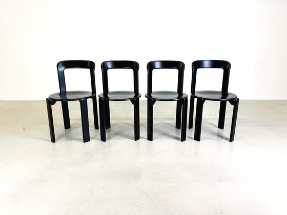 Image 1 of Set van 4 vintage stoelen Bruno Rey Kusch & Co jaren 1970 ontwerp Nieuw gelakt