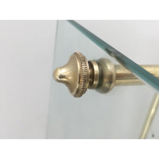 Image 1 of Vintage koperen tijdschriftenrek en neoklassieke glazen plank, 1940