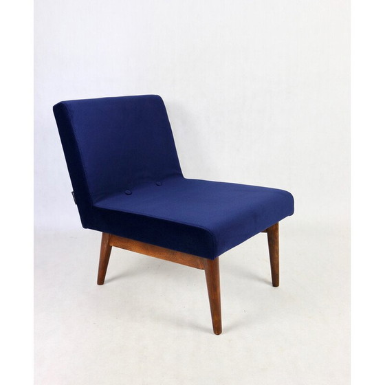 Image 1 of Vintage fauteuil in donkerblauw fluweel, jaren 1970