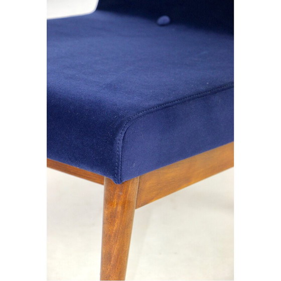 Image 1 of Vintage fauteuil in donkerblauw fluweel, jaren 1970