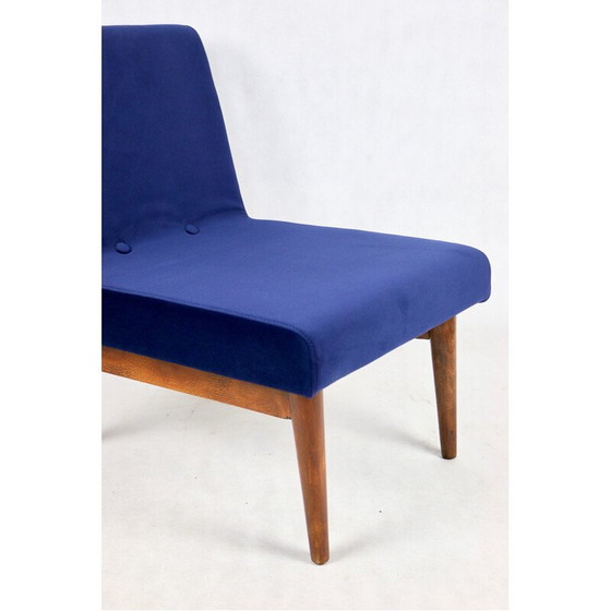 Image 1 of Vintage fauteuil in donkerblauw fluweel, jaren 1970