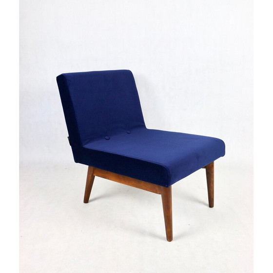 Image 1 of Vintage fauteuil in donkerblauw fluweel, jaren 1970