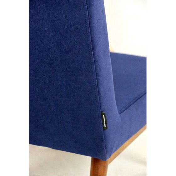 Image 1 of Vintage fauteuil in donkerblauw fluweel, jaren 1970