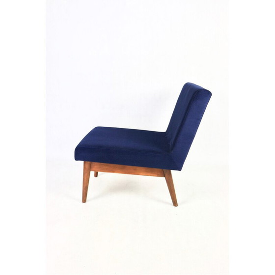 Image 1 of Vintage fauteuil in donkerblauw fluweel, jaren 1970