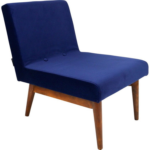 Vintage fauteuil in donkerblauw fluweel, jaren 1970