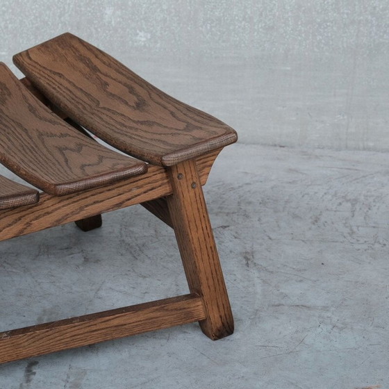 Image 1 of Set van 7 Brutalistische mid-century lage houten stoelen, België 1970