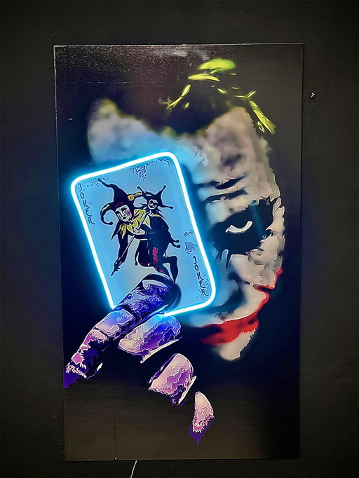 Ledmansion Joker Kaart Blauw Popart Muurkunst Led Lamp