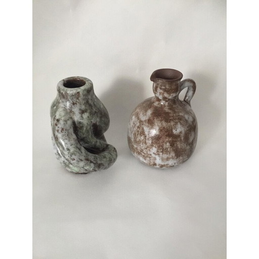 Paar vintage geglazuurde keramische vazen van Alexandre Kostanda, Frankrijk