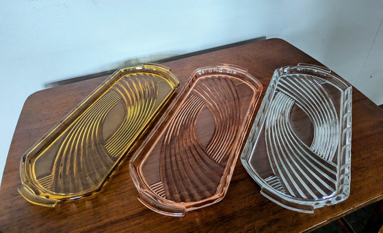 Image 1 of 3 Vintage Glazen Schalen- Art Deco 